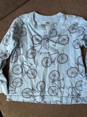 Tea Collection Light Blue Bicycle Henley Long Sleeve Top